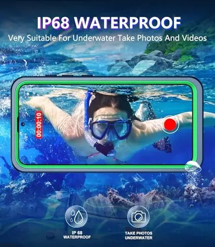 Temdan for Samsung Galaxy S25 FE Case Waterproof, [Military-Grade Drop Protection] [IP68 Underwater] Full Body Heavy Duty Rugged Shock-Proof Case for S25 FE 6.7 Inch Green - 2