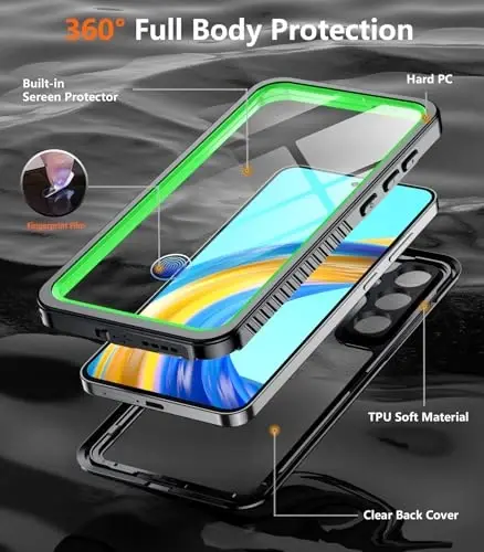 Temdan for Samsung Galaxy S25 FE Case Waterproof, [Military-Grade Drop Protection] [IP68 Underwater] Full Body Heavy Duty Rugged Shock-Proof Case for S25 FE 6.7 Inch Green - 4