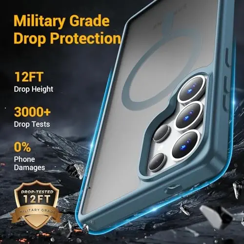 Temdan for Samsung Galaxy S25 Ultra Case,Slim Silky-Soft Touch Translucent Matte Sleeve Case, Blue - 3
