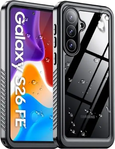 Temdan for Samsung Galaxy S26 FE Case Waterproof Black | [Military-Grade Drop Protection] [IP68 Underwater] Full Body Heavy Duty Rugged Shock-Proof Case for S26 FE - 1