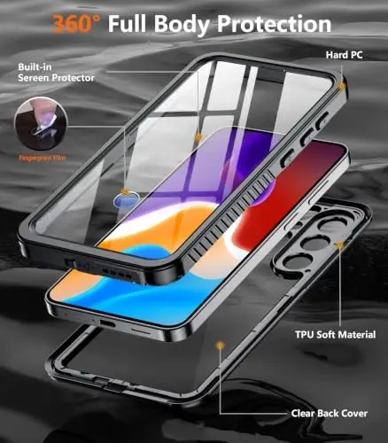 Temdan for Samsung Galaxy S26 FE Case Waterproof Black | [Military-Grade Drop Protection] [IP68 Underwater] Full Body Heavy Duty Rugged Shock-Proof Case for S26 FE - 5