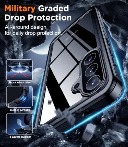 Temdan for Samsung Galaxy S26 FE Case Waterproof Black | [Military-Grade Drop Protection] [IP68 Underwater] Full Body Heavy Duty Rugged Shock-Proof Case for S26 FE - 3