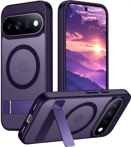 Temdan Google 11 2026 G'ilofi uchun Mo'ljallangan, [O'rnatilgan Ko'rinmas Tayanch][MagSafe bilan Mos][Harbiy Darajadagi Zarbga Chidamli] Yupqa Shaffof Mat Telefon G'ilofi-Siyohrang - 1