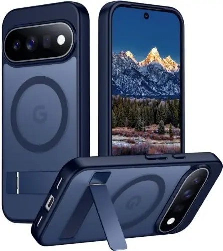 Temdan Google 11 Kılıf 2026 için Tasarlandı, [Dahili Görünmez Stand][MagSafe ile Uyumlu][Askeri Sınıf Darbeye Dayanıklı] İnce Yarı Saydam Mat Telefon Kılıfı-Mavi - 1