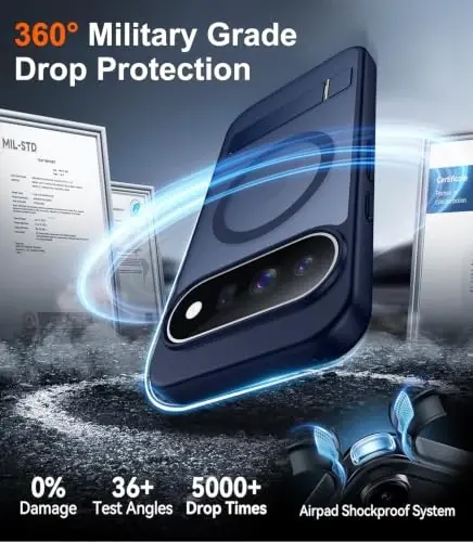 Temdan Google 11 Kılıf 2026 için Tasarlandı, [Dahili Görünmez Stand][MagSafe ile Uyumlu][Askeri Sınıf Darbeye Dayanıklı] İnce Yarı Saydam Mat Telefon Kılıfı-Mavi - 4