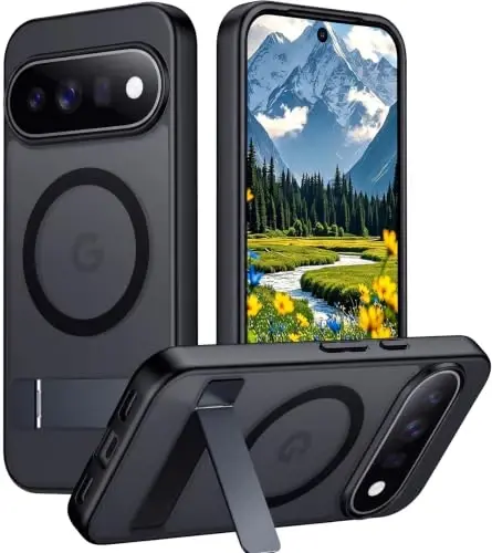 Temdan Google 11 Pro XL Kılıf 2026 İçin Tasarlandı, [Dahili Görünmez Stand][MagSafe ile Uyumlu][Askeri Sınıf Darbeye Dayanıklı] İnce Yarı Saydam Mat Telefon Kılıfı-Siyah - 1