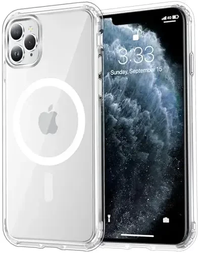 Temdan for iPhone 11 Pro Case Clear, Compatible with Magsafe, Anti-Yellowing, Military-Grade Protection, Shockproof Slim Magnetic Phone Case Cover, Transparent 