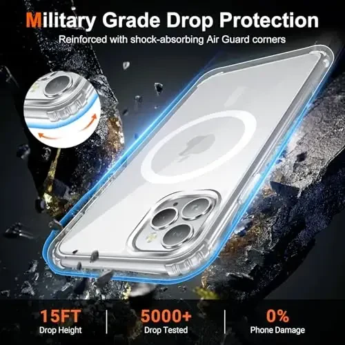 Temdan iPhone 11 Pro Max uchun G'ilof Shaffof, Magsafe bilan mos, sarg'ayishga qarshi, harbiy darajadagi himoya, zarbga chidamli ingichka magnit telefon g'ilofi, shaffof - 3