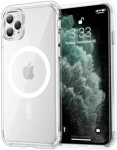 Temdan iPhone 11 Pro Max uchun G'ilof Shaffof, Magsafe bilan mos, sarg'ayishga qarshi, harbiy darajadagi himoya, zarbga chidamli ingichka magnit telefon g'ilofi, shaffof - 2