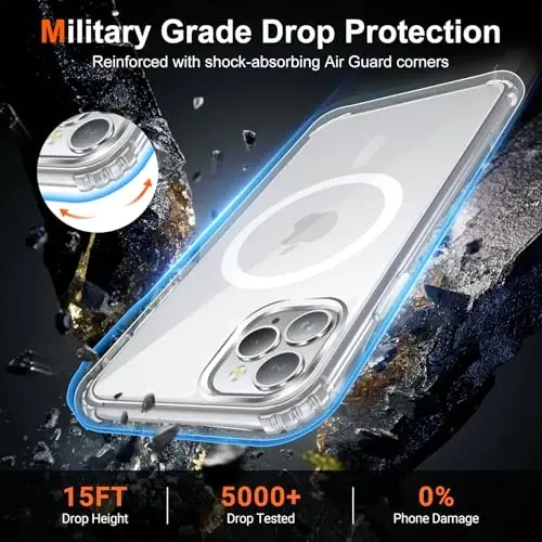 Temdan iPhone 11 Pro Max uchun G'ilof Shaffof, Magsafe bilan mos, sarg'ayishga qarshi, harbiy darajadagi himoya, zarbga chidamli ingichka magnit telefon g'ilofi, shaffof - 3