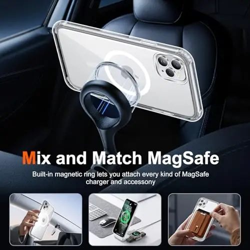 Temdan iPhone 11 Pro Max uchun G'ilof Shaffof, Magsafe bilan mos, sarg'ayishga qarshi, harbiy darajadagi himoya, zarbga chidamli ingichka magnit telefon g'ilofi, shaffof - 4
