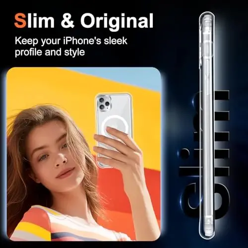 Temdan iPhone 11 Pro Max uchun G'ilof Shaffof, Magsafe bilan mos, sarg'ayishga qarshi, harbiy darajadagi himoya, zarbga chidamli ingichka magnit telefon g'ilofi, shaffof - 6