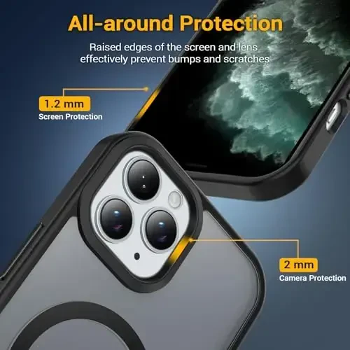 Temdan iPhone 11 Pro uchun g‘ilof, Magsafe bilan mos, sarg‘ayishga qarshi, harbiy darajadagi himoya, zarbga chidamli ingichka magnitli telefon g‘ilofi, qora - 5