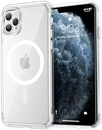 Temdan iPhone 11 Pro uchun G'ilof Shaffof, Magsafe bilan mos, sariqlikka qarshi, harbiy darajadagi himoya, zarbga chidamli ingichka magnit telefon g'ilofi, shaffof - TEMDAN