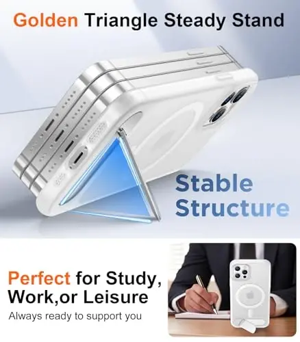 Temdan Magnetic Compatible with iPhone 12 Case & iPhone 12 Pro Case, [Built-in Invisible Kickstand][Compatible with MagSafe][Military Grade Shockproof] Slim Translucent Matte Phone Case 6.1