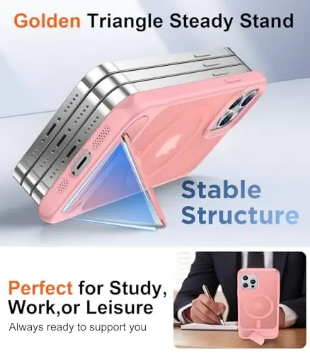 Temdan Magnetic Compatible with iPhone 12 Case & iPhone 12 Pro Case, [Built-in Invisible Kickstand][Compatible with MagSafe][Military Grade Shockproof] Slim Translucent Matte Phone Case 6.1