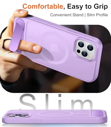 Temdan Magnetic Compatible with iPhone 12 Case & iPhone 12 Pro Case, [Built-in Invisible Kickstand][Compatible with MagSafe][Military Grade Shockproof] Slim Translucent Matte Phone Case 6.1
