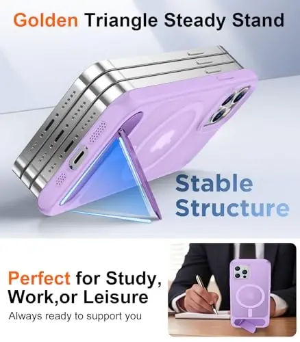 Temdan Magnetic Compatible with iPhone 12 Case & iPhone 12 Pro Case, [Built-in Invisible Kickstand][Compatible with MagSafe][Military Grade Shockproof] Slim Translucent Matte Phone Case 6.1