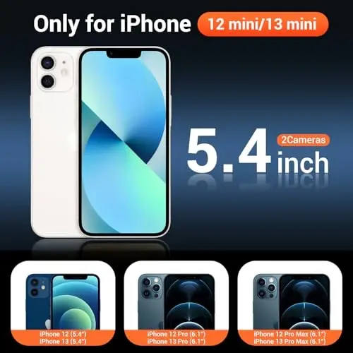 Temdan iPhone 12 Mini Case & iPhone 13 Mini Case uchun, ekran himoyachisi bilan tiniq, Magsafe bilan mos, sarg'ayishga qarshi, harbiy darajadagi himoya, zarbga chidamli ingichka magnitli telefon qutisi qopqog'i 
