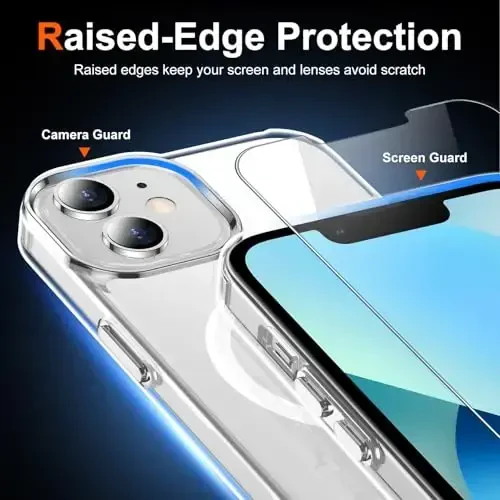 Temdan for iPhone 12 Mini Case & iPhone 13 Mini Case Clear with Screen Protector, Compatible with Magsafe, Anti-Yellowing, Military-Grade Protection, Shockproof Slim Magnetic Phone Case Cover - 4