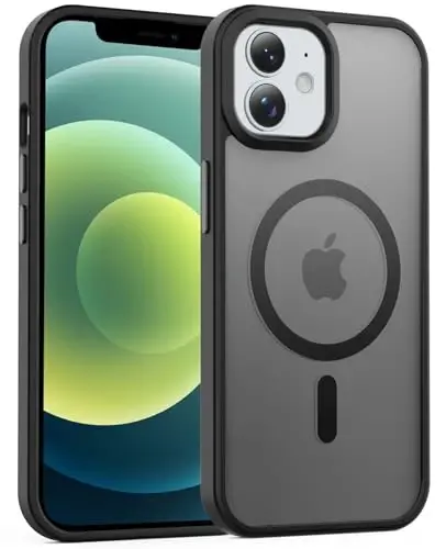 Temdan iPhone 12 Mini uchun g‘ilof, Magsafe bilan mos, sarg‘ayishga qarshi, harbiy darajadagi himoya, zarbga chidamli ingichka magnitli telefon g‘ilofi, qora 