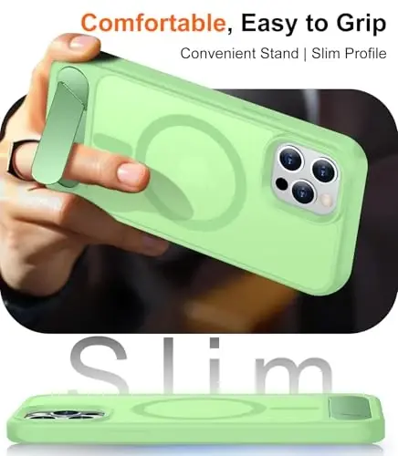 Temdan Magnetic Compatible with iPhone 12 Pro Max Case, [Built-in Invisible Kickstand][Compatible with MagSafe][Military Grade Shockproof] Slim Translucent Matte Phone Case for iPhone 12 Pro Max 6.7