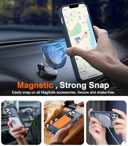 Temdan Magnetic Compatible with iPhone 12 Pro Max Case, [Built-in Invisible Kickstand][Compatible with MagSafe][Military Grade Shockproof] Slim Translucent Matte Phone Case for iPhone 12 Pro Max 6.7