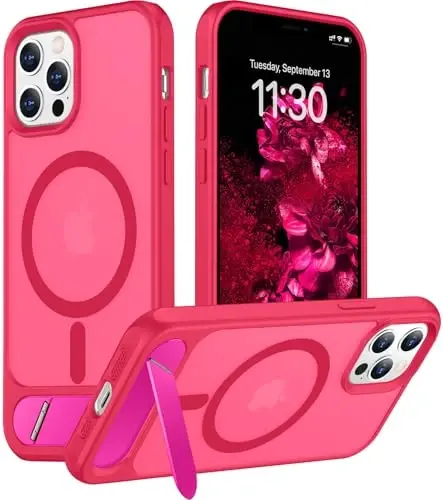 Temdan Magnetic Compatible with iPhone 12 Pro Max Case, [Built-in Invisible Kickstand][Compatible with MagSafe][Military Grade Shockproof] Slim Translucent Matte Phone Case for iPhone 12 Pro Max 6.7