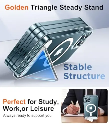Temdan Magnetic Compatible with iPhone 12 Pro Max Case, [Built-in Invisible Kickstand][Compatible with MagSafe][Military Grade Shockproof] Slim Translucent Matte Phone Case for iPhone 12 Pro Max 6.7