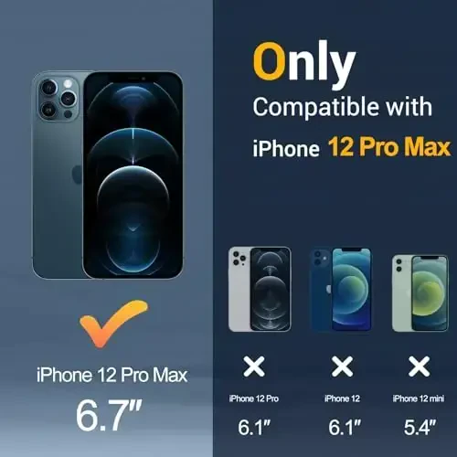 Temdan for iPhone 12 Pro Max Case, Compatible with Magsafe, Anti-Yellowing, Military-Grade Protection, Shockproof Slim Magnetic Phone Case Cover, Black - TEMDAN (1)