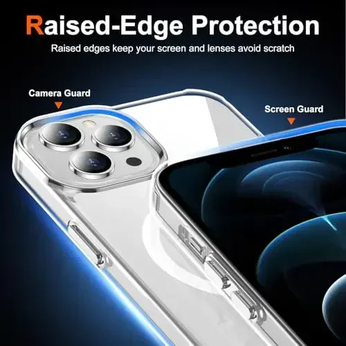 Temdan for iPhone 12 Pro Max Case Clear, Compatible with Magsafe, Anti-Yellowing, Military-Grade Protection, Shockproof Slim Magnetic Phone Case Cover, Transparent - 5