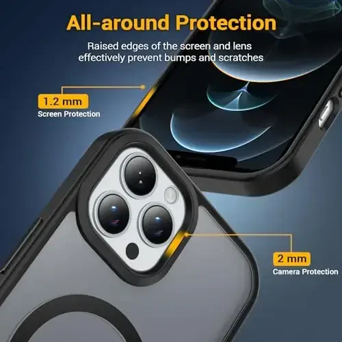 Temdan iPhone 12 Pro Max uchun g'ilof, Magsafe bilan mos, sarg'ayishga qarshi, harbiy darajadagi himoya, zarbga chidamli ingichka magnit telefon g'ilof qopqog'i, qora - 5