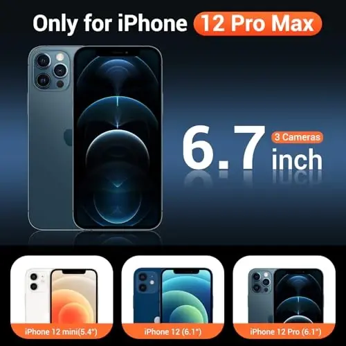 Temdan iPhone 12 Pro Max uchun G'ilof Shaffof, Magsafe bilan mos, sarg'ayishga qarshi, harbiy darajadagi himoya, zarbaga chidamli ingichka magnit telefon g'ilof qopqog'i, shaffof - 2