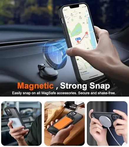 Temdan iPhone 12 Pro Max uchun magnit mos keladigan g‘ilof, [O‘rnatilgan ko‘rinmas tirgak][MagSafe bilan mos][Harbiy darajadagi zarbga chidamli] Yupqa shaffof matli telefon g‘ilofi iPhone 12 Pro Max 6.7