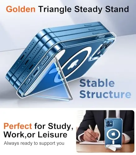 Temdan Magnetic Compatible with iPhone 12 Case & iPhone 12 Pro Case, [Built-in Invisible Kickstand][Compatible with MagSafe] [Military Grade Shockproof] Slim Thin Phone Case 6.1