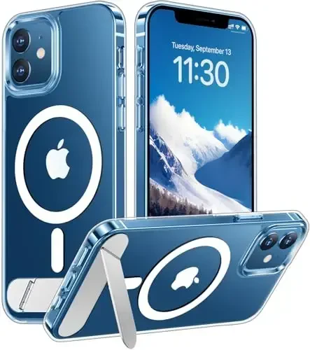 Temdan Magnetic Compatible with iPhone 12 Case & iPhone 12 Pro Case, [Built-in Invisible Kickstand][Compatible with MagSafe] [Military Grade Shockproof] Slim Thin Phone Case 6.1