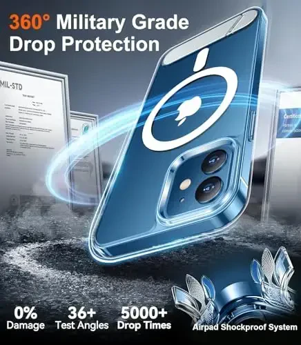 Temdan Magnetic Compatible with iPhone 12 Case & iPhone 12 Pro Case, [Built-in Invisible Kickstand][Compatible with MagSafe] [Military Grade Shockproof] Slim Thin Phone Case 6.1