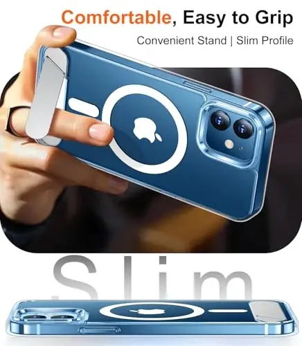 Temdan iPhone 12 ve iPhone 12 Pro Kılıfı ile Uyumlu Manyetik, [Dahili Görünmez Ayaklık] [MagSafe ile Uyumlu] [Askeri Sınıf Darbeye Dayanıklı] İnce Telefon Kılıfı 6.1