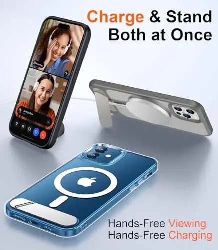 Temdan Magnetic Compatible with iPhone 12 Case & iPhone 12 Pro Case, [Built-in Invisible Kickstand][Compatible with MagSafe] [Military Grade Shockproof] Slim Thin Phone Case 6.1