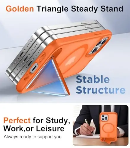 Temdan Magnetic Compatible with iPhone 12 Case & iPhone 12 Pro Case, [Built-in Invisible Kickstand][Compatible with MagSafe][Military Grade Shockproof] Slim Translucent Matte Phone Case 6.1