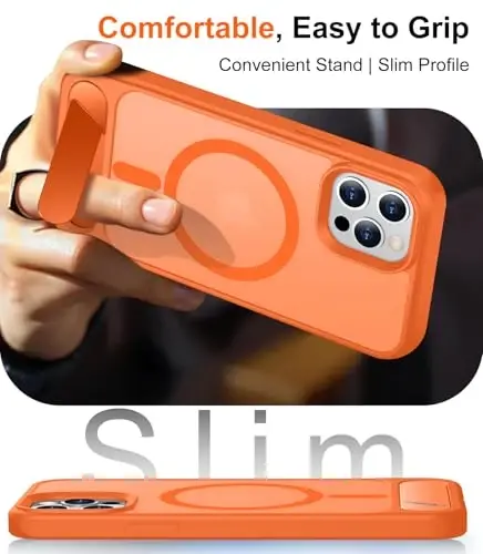 Temdan Magnetic Compatible with iPhone 12 Case & iPhone 12 Pro Case, [Built-in Invisible Kickstand][Compatible with MagSafe][Military Grade Shockproof] Slim Translucent Matte Phone Case 6.1