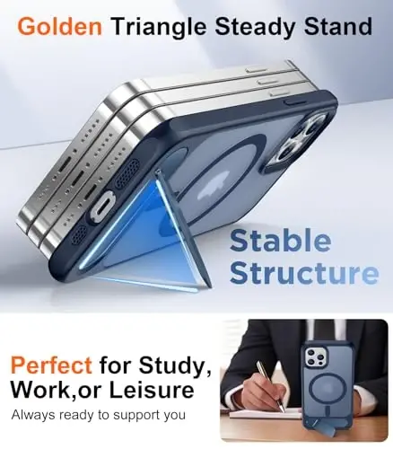 Temdan Magnetic Compatible with iPhone 12 Case & iPhone 12 Pro Case, [Built-in Invisible Kickstand][Compatible with MagSafe][Military Grade Shockproof] Slim Translucent Matte Phone Case 6.1