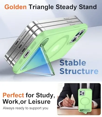 Temdan Magnetic Compatible with iPhone 12 Case & iPhone 12 Pro Case, [Built-in Invisible Kickstand][Compatible with MagSafe][Military Grade Shockproof] Slim Translucent Matte Phone Case 6.1