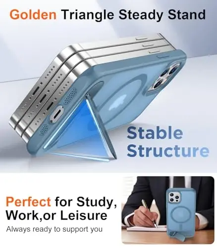Temdan Magnetic Compatible with iPhone 12 Case & iPhone 12 Pro Case, [Built-in Invisible Kickstand][Compatible with MagSafe][Military Grade Shockproof] Slim Translucent Matte Phone Case 6.1