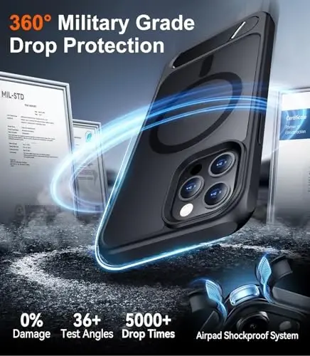 Temdan Magnetic Compatible with iPhone 12 Case & iPhone 12 Pro Case, [Built-in Invisible Kickstand][Compatible with MagSafe][Military Grade Shockproof] Slim Translucent Matte Phone Case 6.1