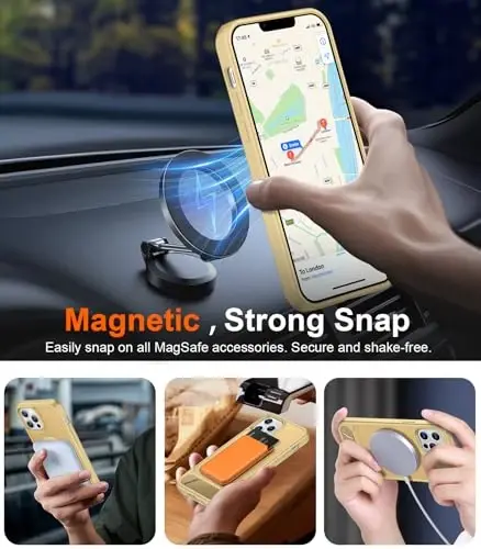 Temdan Magnetic Compatible with iPhone 12 Case & iPhone 12 Pro Case, [Built-in Invisible Kickstand][Compatible with MagSafe][Military Grade Shockproof] Slim Translucent Matte Phone Case 6.1