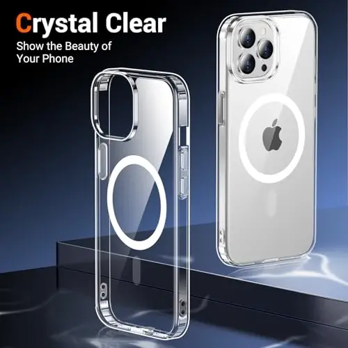 Temdan for iPhone 12& iPhone 12 Pro Case Clear with Screen Protector, Compatible with Magsafe, Anti-Yellowing, Military-Grade Protection, Shockproof Slim Magnetic Phone Case Cover, Transparent - 6