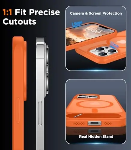 Temdan iPhone 13 Pro Kılıfı ile Uyumlu Manyetik, [Dahili Görünmez Ayaklık][MagSafe ile Uyumlu] [Askeri Sınıf Darbeye Dayanıklı] İnce Yarı Saydam Mat Telefon Kılıfı iPhone 13 Pro 6.1