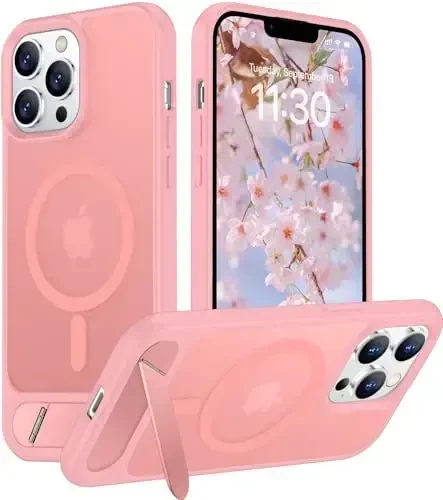 Temdan Magnetic Compatible with iPhone 13 Pro Case, [Built-in Invisible Kickstand][Compatible with MagSafe] [Military Grade Shockproof] Slim Translucent Matte Phone Case for iPhone 13 Pro 6.1