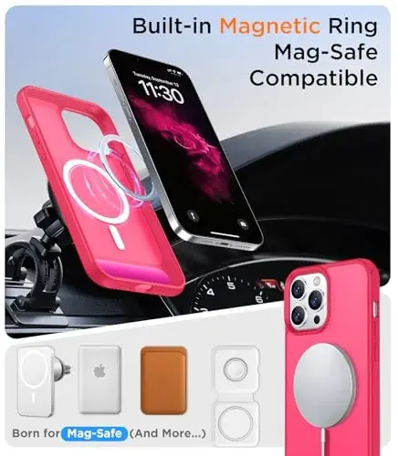 Temdan Magnetic Compatible with iPhone 13 Pro Case, [Built-in Invisible Kickstand][Compatible with MagSafe] [Military Grade Shockproof] Slim Translucent Matte Phone Case for iPhone 13 Pro 6.1